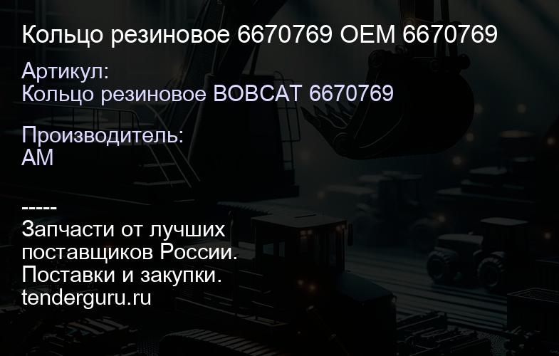 Кольцо резиновое 6670769 OEM 6670769 | купить запчасти